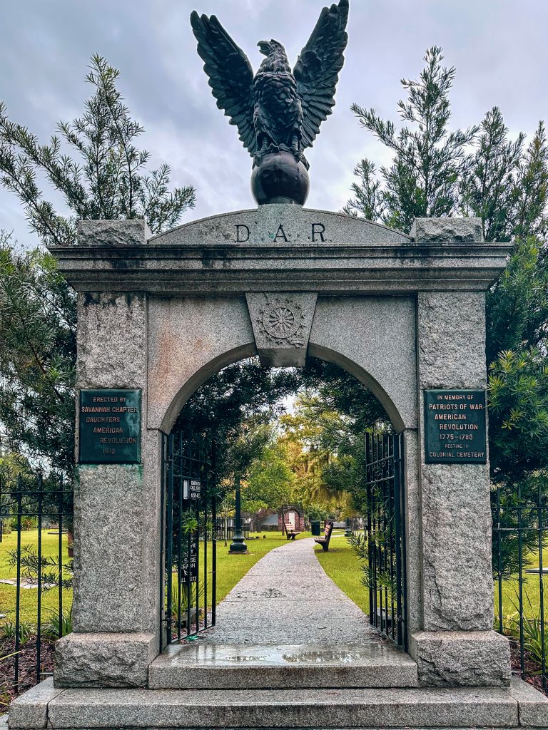 Colonial Park Cemetery entrance in Savannah, Georgia