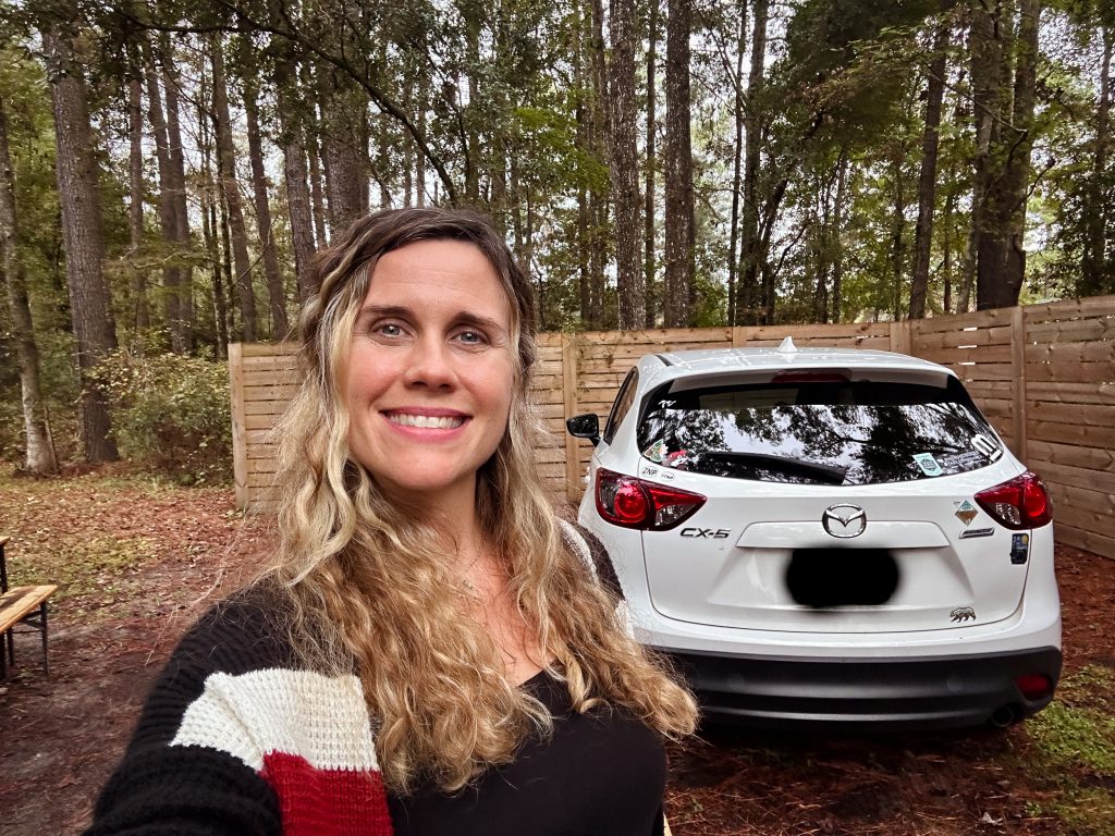 Ashley Mobley at her campsite the first night of her roadtrip in South Carolina